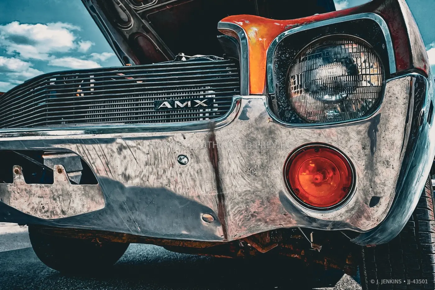 Weathered AMX front end in red, chrome, and black